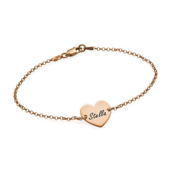 18ct Rose Gold Plated Engraved Heart Couples Bracelet/Anklet