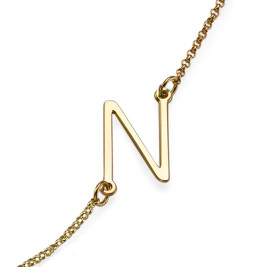 18ct Gold Plated Sideways Initial Necklace	