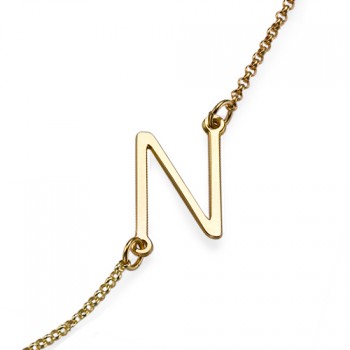 18ct Gold Plated Sideways Initial Necklace	