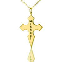 Gold Plated 925 Silver Conical Shape Cross Name Necklace