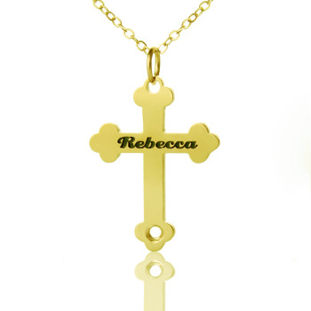 18ct Gold Plated 925 Silver Rebecca Font Cross Name Necklace