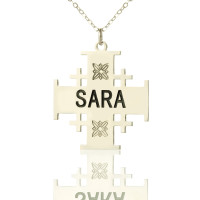 Silver Jerusalem Cross Name Necklace