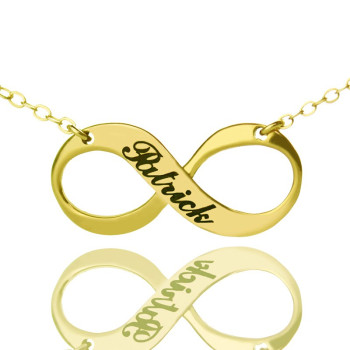 Infinity Symbol Jewellery Necklace Engraved Name 18ct Gold Plated