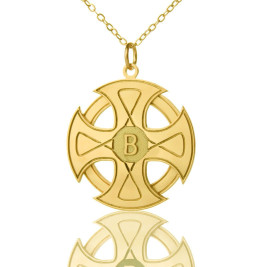 Engraved Celtic Cross Necklace 18ct Gold Plated 925 Silver