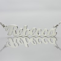Personalised 18ct White Gold Plated Puff Font Name Necklace
