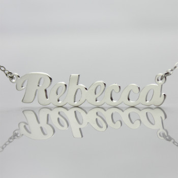 Personalised 18ct White Gold Plated Puff Font Name Necklace