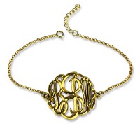 Personalised Monogrammed Bracelet Hand-painted 18ct Gold Plated