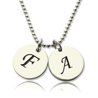 Personalised Initial Discs Necklace Silver