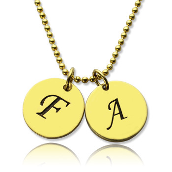 Personalised Initial Charm Discs Necklace 18ct Gold Plated