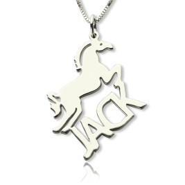 Personalised Horse Name Necklace for Kids Silver