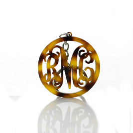 Personalised Acrylic Tortoise Shell Circle Monogram Keychain