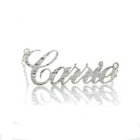 Carrie Silver Glitter Acrylic Name Necklack
