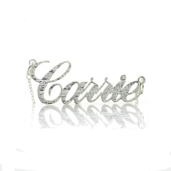 Carrie Silver Glitter Acrylic Name Necklack