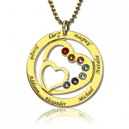 Heart in Heart Birthstone Name Necklace 18ct Gold Plated