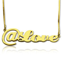 Twitter At Symbol Name Necklace 18ct Gold Plated