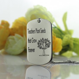 Man's Dog Tag Tree Name Necklace