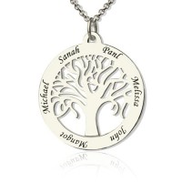 Tree Of Life Necklace Engraved Names in Silver