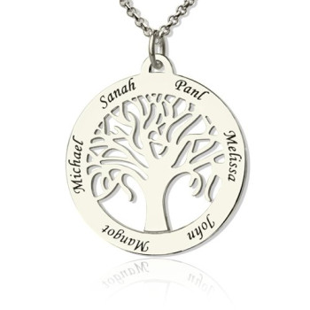 Tree Of Life Necklace Engraved Names in Silver