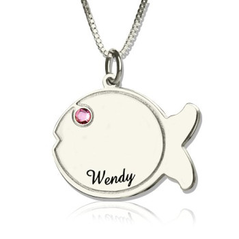 Fish Necklace Engraved Name Sterling Silver