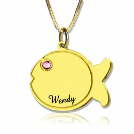 Kids Fish Name Necklace 18ct Gold Plated