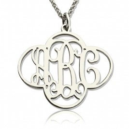 Personalised Cut Out Clover Monogram Necklace Sterling Silver