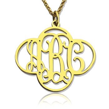 Personalised Cut Out Clover Monogram Necklace 18ct Gold Plated