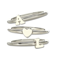 Stackable Midi Initial Ring Sterling Silver