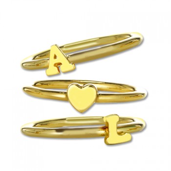 Stackable Initial Ring 18ct Gold Plated