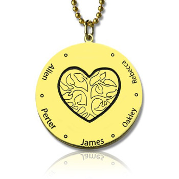 Heart Family Tree Necklace in 18ct Gold Plating