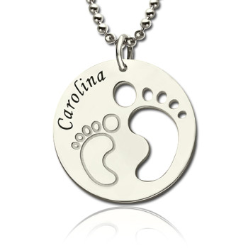 Baby Footprint Name Pendant Sterling Silver