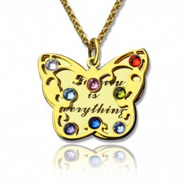 Birthstone Butterfly Necklace 18ct Gold Plated