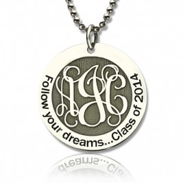 Personalised Class Graduation Monogram Necklace Sterling Silver
