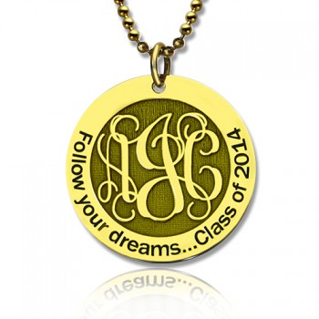 Follow Your Dreams Disc Monogram Necklace 18ct Gold Plated
