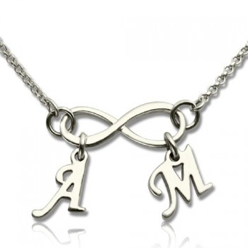 Personalised Infinity Necklace Double Initials Sterling Silver
