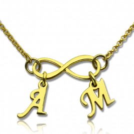 Infinity Pendant Double Initial 18ct Gold Plated