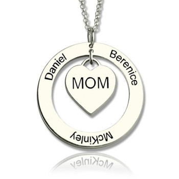 Family Names Necklace For Mom Sterling Silver