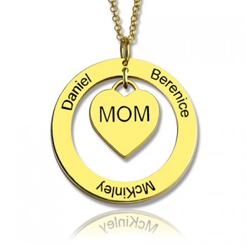 Family Names Necklace For Mom 18ct Gold Plating