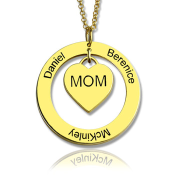 Family Names Necklace For Mom 18ct Gold Plating