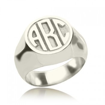 Personalised Signet Ring with Block Monogram Sterling Silver