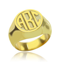 Customised Signet Ring with Block Monogram 18ct Gold Plated