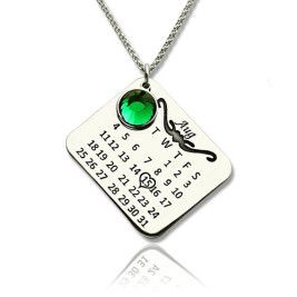 Birthstone Birthday Calendar Necklace Gifts Sterling Silver