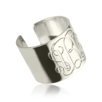 Personalised Monogram Cuff Ring Sterling Silver