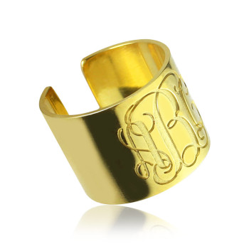 Script Monogram Cuff Ring Gifts 18ct Gold Plated