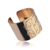 Engraved Monogram Cuff Ring Rose Gold