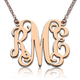 Custom 18ct Rose Gold Plated Monogram Initial Necklace