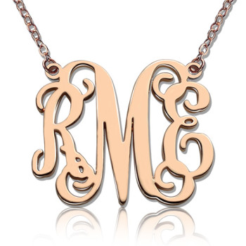 Custom 18ct Rose Gold Plated Monogram Initial Necklace