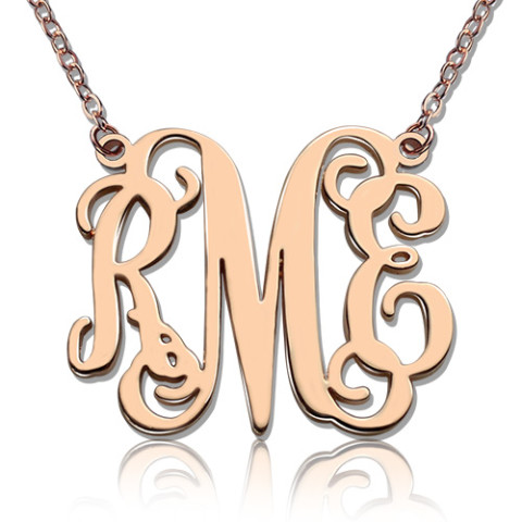 Custom 18ct Rose Gold Plated Monogram Initial Necklace