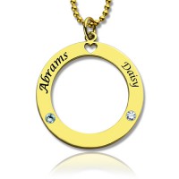 Circle of Love Name Necklace with Birthstone 18ct Gold Plated Silver