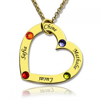 Gold Plated Birthstone Heart Necklace For Mother