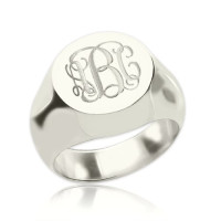 Signet Ring Sterling Silver Engraved Monogram